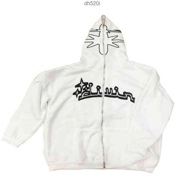 

men's hoodies sweatshirts american embroidered print pattern full zip men harajuku high street y2k hoodie oversized hip hop goth women, Black