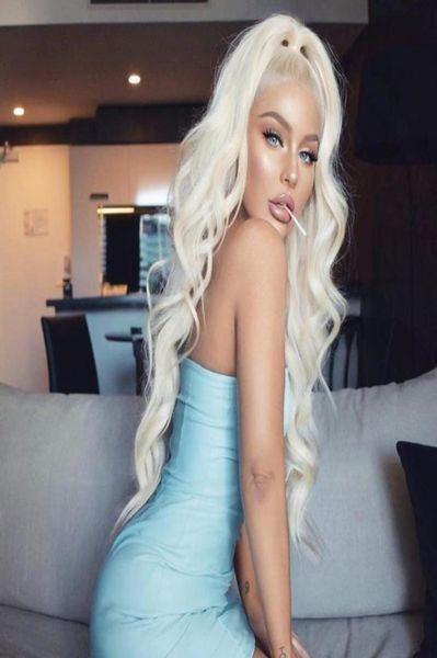 

synthetic wigs body wave platinum blonde lace front heat resistant fiber hair for women girls wavy wig natural hairline3826843, Black