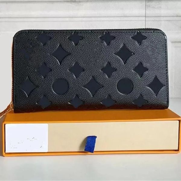 

2023 fashion flowers designer zipper wallets luxurys men women leather bags women clutch lady ladies long wallet pu leather singlecorn purse, Red;black