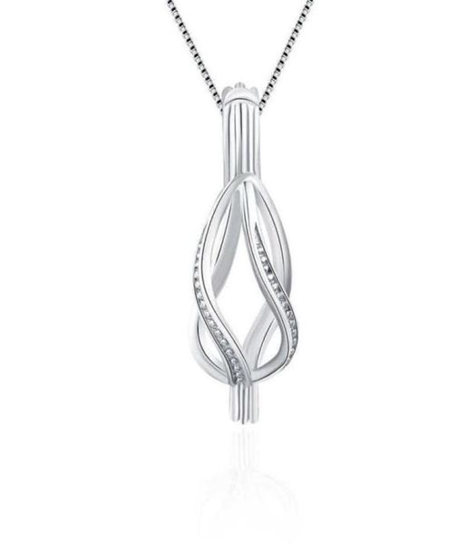 

3pcs diy ed charms necklace cage pendant silver zircon women pearl locket fine jewelry sc037sb no chain280e5716089