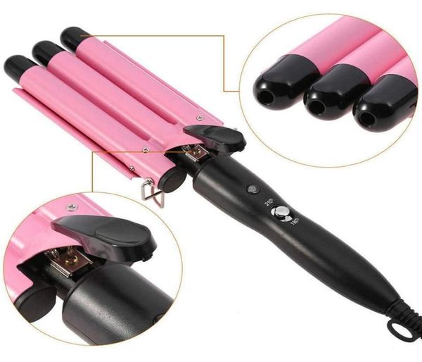 

3 barrel curling iron wand hair waver curler iron triple barrels hair waving styling tools crimping tool for deep waves7854160