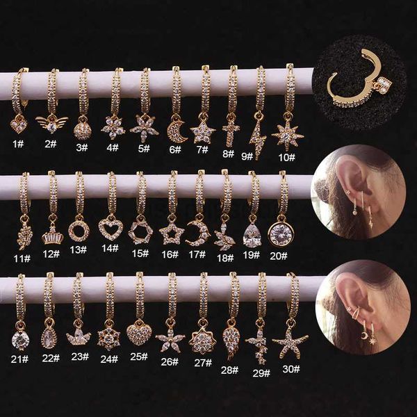 

stud 1piece zircon crystal heart dangle earrings 2022 for women cross ear cuffs stainless steel plate sun moon star earrings for teen j23052, Golden;silver