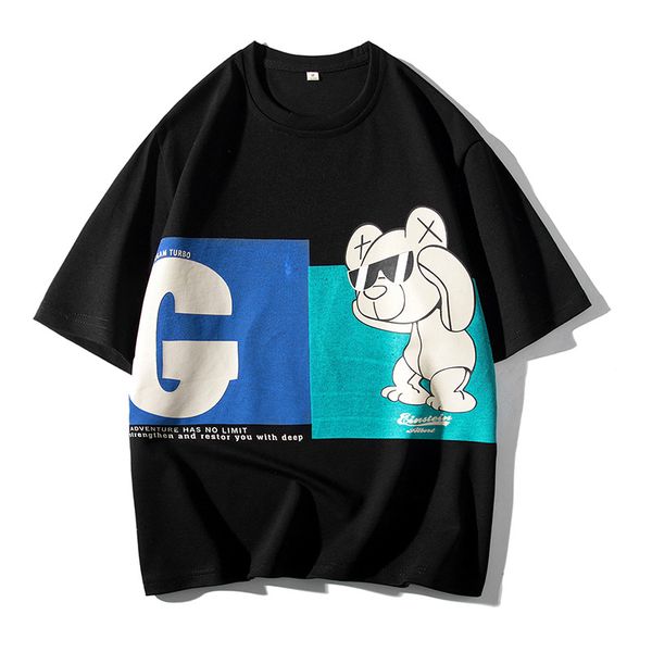 

men's t-shirts 2023 summer new loose fashion men's wear japanese fashion trend short sleeve t-shirt men's street sports, White;black