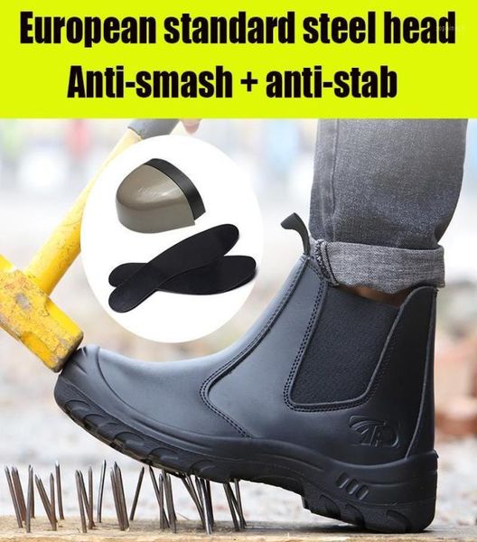

boots style leather safety shoes autumn winter men039s steel toe cap fashion work waterproof antiscald protective5859391, Black