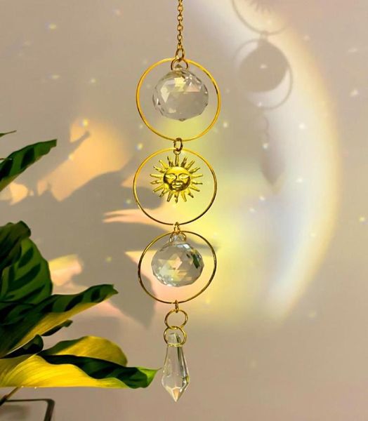 

keychains celestial moon sun catcher crystal rainbow maker window diy home boho room wall car decor chandelier prisms witchy catch9535634, Silver