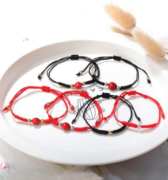 

link chain simple lovers lucky wish red bean rope bracelet for women handmade black string bracelets couples party jewelry gift f8902406