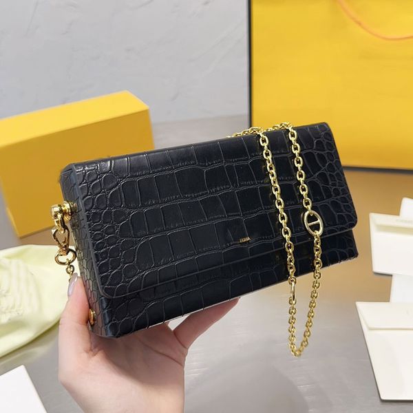 

chain crossbody box bag plain flap shoulder bags genuine leather fashion letters golden hardware women hand wallets handbag purse