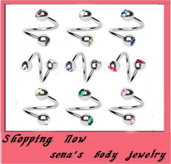 

surgical steel spiral er rings lip ring ear ring labret promotion body piercing jewelry 100pcs9347513, Silver