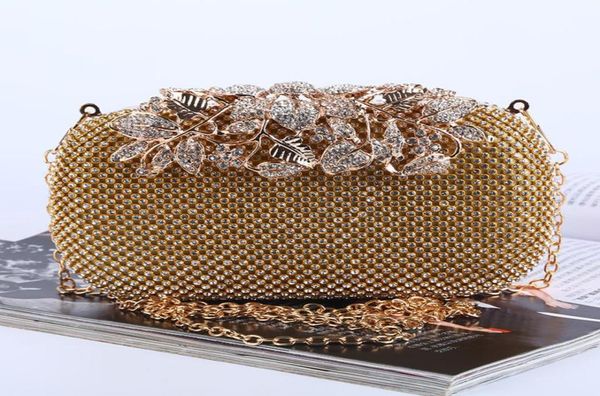 

whole handmade beautiful diamond evening bag leaves clutch with satin for weddingbanquetpartypormmore colors2008631