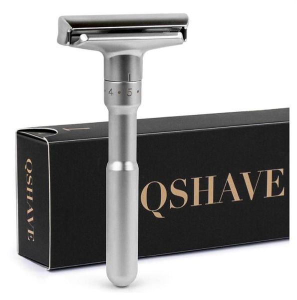 

qshave adjustable safety razor double edge classic mens shaving mild to aggressive 16 file hair removal shaver it with 5 blades303255692