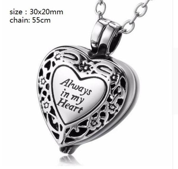 

whole custommade a variety of names personality heart shape boxs ashes urn cremation funeral pendant necklace fashion jewelry3375953, Silver