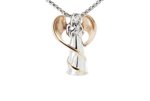 

angel cremation necklace memorial urn pendant rose gold stainless steel ashes keepsake jewelry gift for women men hold human pet c3134605, Silver
