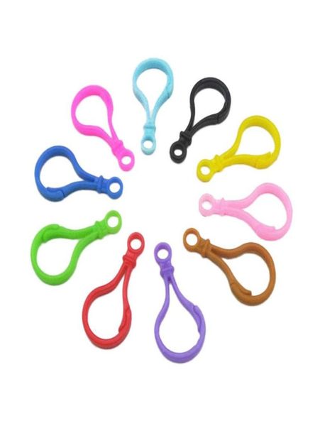 

100pcs plastic clasps bulb candy color acrylic keyring clips diy accessories keychain for pendant handwork diy backpack1818231, Slivery;golden