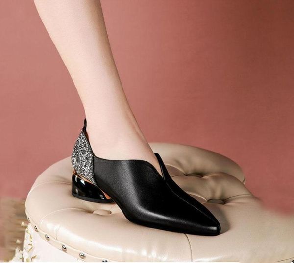 

dress shoes spring shoeswoman mid heels2022 women pumpspointed toeoffice lady work shoethick heelsequince soft pu leatherbl3835753, Black