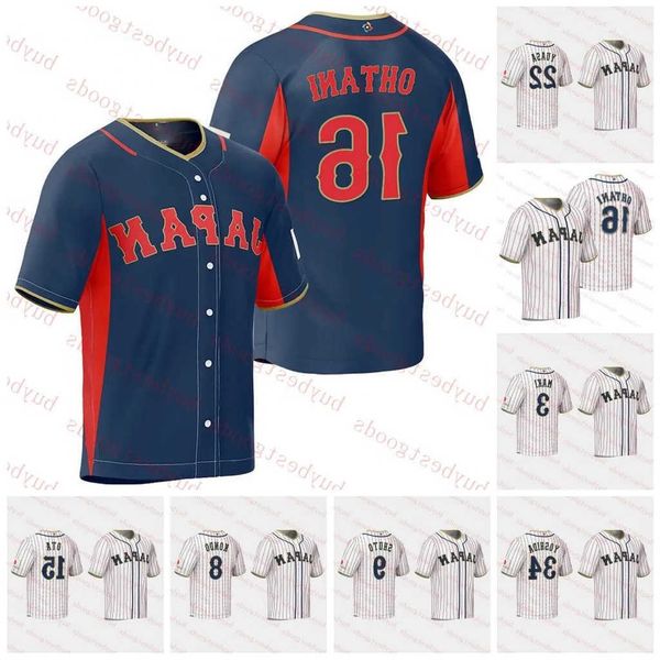 

custom 2023 wbc japan world baseball classic lars nootbaar 16 shohei ohtani jersey yu darvish seiya suzuki roki sasaki takuya kai shugo maki, Black