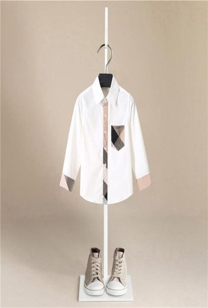 

spring and autumn kid long sleeve plaids white shirts child kids boys girl shirt plaid check blouse casual clothes 2106490650, White;black