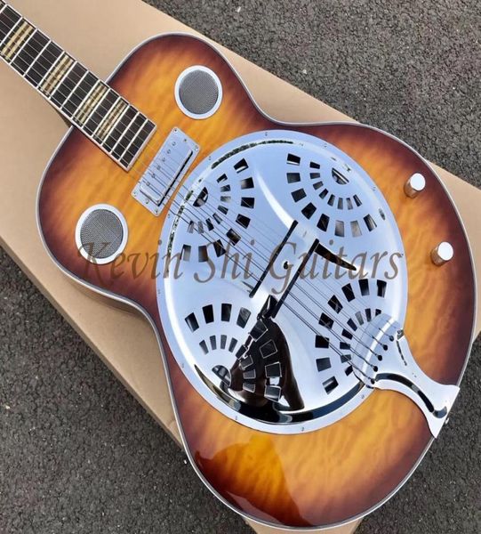 

vintage sunburst hofner dobro steel guitar chrome hardware metal mini humbuckers aaa quality hollow body resonator guitare9665885
