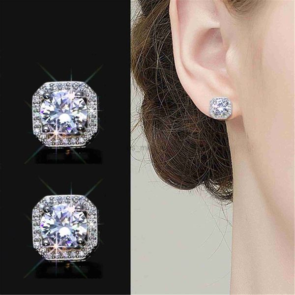 

stud cute female small white zircon stone earrings silver color crystal round stud earrings for women vintage wedding jewelry j230529, Golden;silver