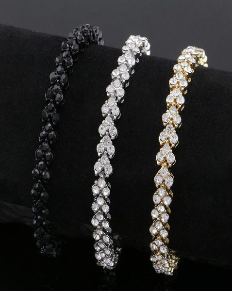 

hip hop diamonds tennis bracelet men trendy simple chain jewelry 8 26 inches three colors golden silver black270c7220811