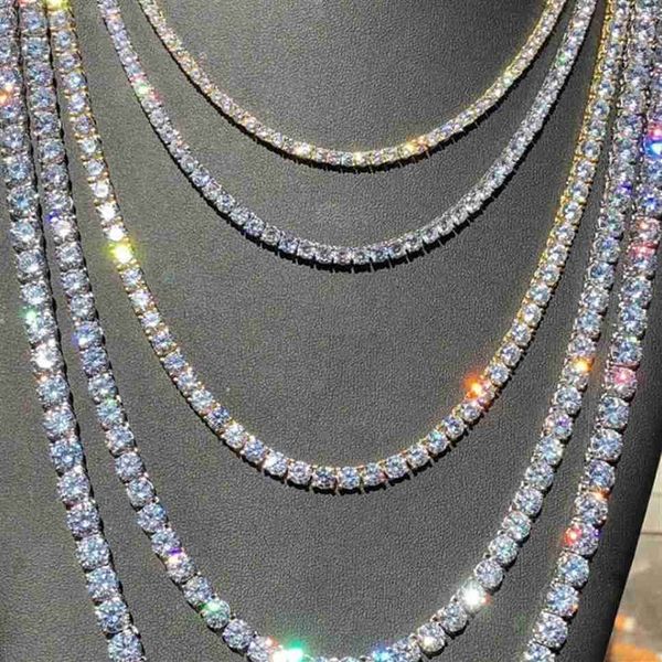 

hiphop 18k gold iced out diamond chain necklace cz tennis necklace for men and women305p, Silver