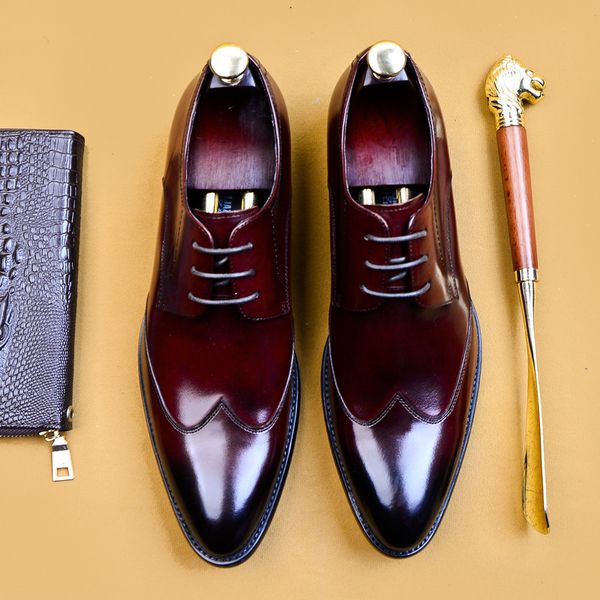 

desai 2022 handmade oxford dress shoes men genuine cow leather suit shoes footwear wedding formal italian shoes, Black