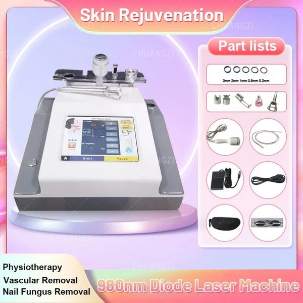 

beauty salon multifunctional 5 in 1 rf equipment diode laser 980 nm spider veins removal vascular removal nail fungus treatment, Black