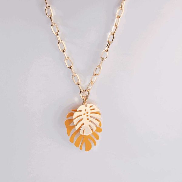 

jewelry leaf necklace exaggerate personality pendant collar chain ornament, Black