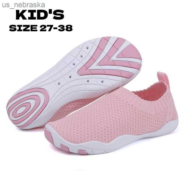 

athletic outdoor kids barefoot beach aqua shoes water sports air mesh summer sneakers rubber sole drain holes quick dry swimming driving foo, Black