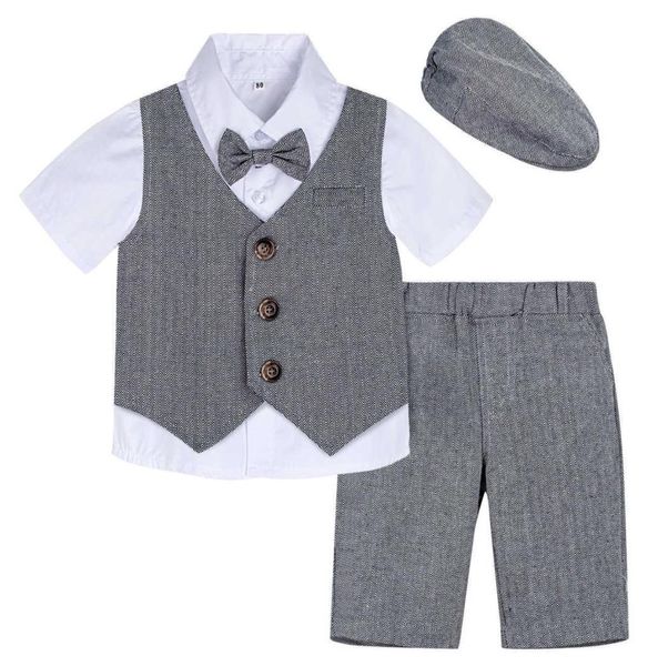 

baby boys wedding outfit kids christening formal suit set little gentleman birthday party clothes toddler tuxedo costume x08024504889, White