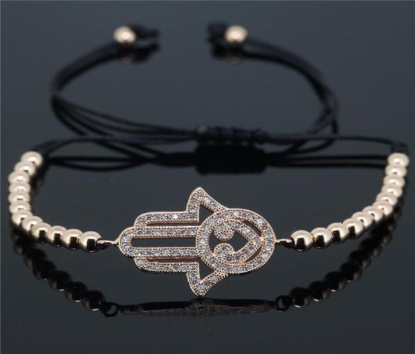 

charm bracelets whole anil arjandas braceletmosaic cz crystal sideway hamsa round ball brass beads braiding macrame bracel2198509, Golden;silver