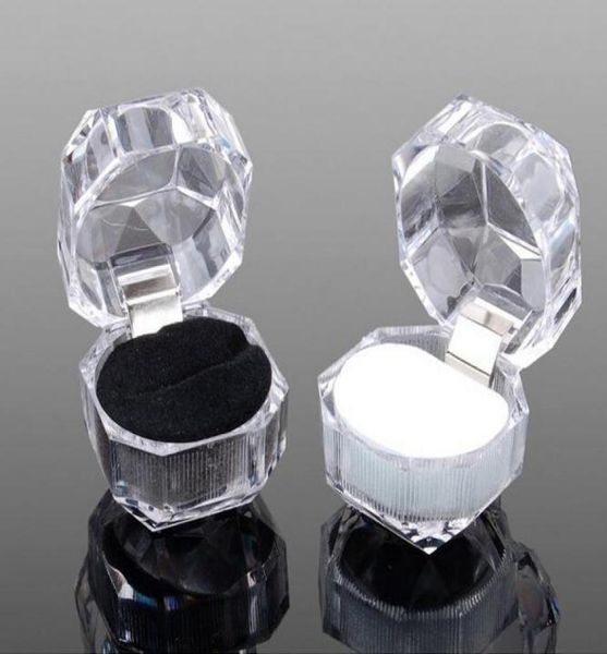 

20pcs 3colors rings box jewelry clear acrylic jewellery boxes wedding gift box ring stud dust plug box97644586067701, Black;white