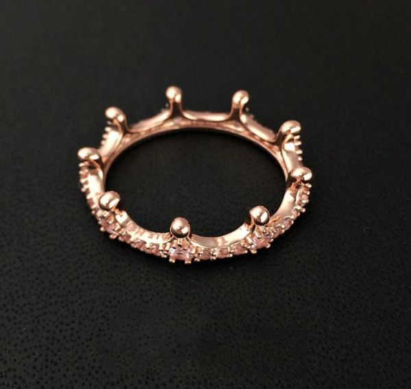 

wholefashion 18k rose gold crown ring set original box for 925 silver cz diamond women wedding rings6386760, Slivery;golden