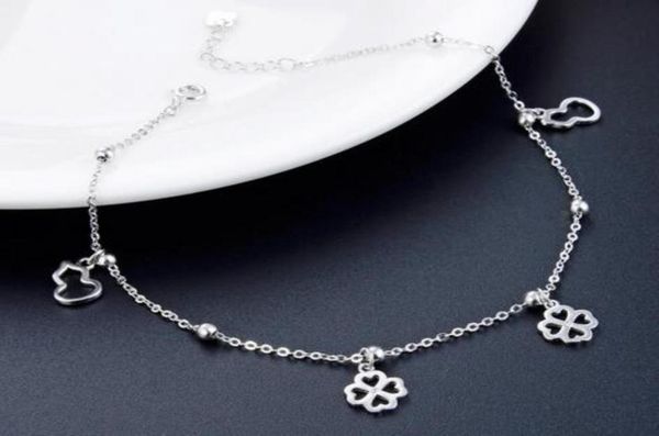 

anklets drop delivery 2021 miqiao bracelet ankle women 925 sterling sier foot body chain on leg ladies jewelry leaf love simple su8568044, Red;blue