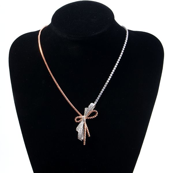 

silver gold cross bow fine chain diamond pendants long necklaces for women trendy luxury designer jewelry party christmas wedding gifts girl