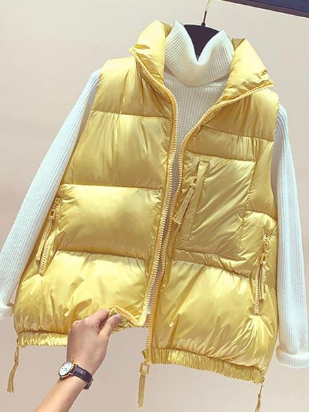 

vests winter vest women sleeveless jacket female oversize solid zipper fashion outwear casual loose waistcoat pockets chaleco mujer, Black;white