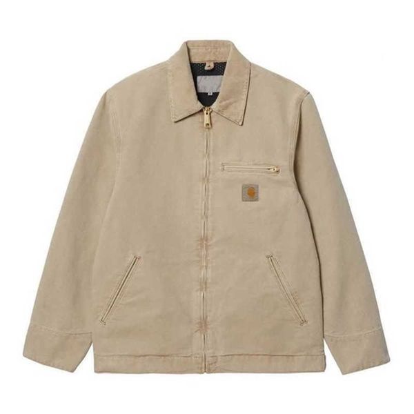 

designer jacket fashion canvas faded cardigan coat spring autumn detroit thin zip jackets mens womens pocket work clothes uor2, Black;brown