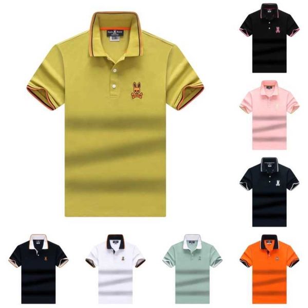 

2023 summer new product psycho bunny polo shirt skull rabbit embroidered rib lapel casual fashion trendy men tgvo69oa, White;black