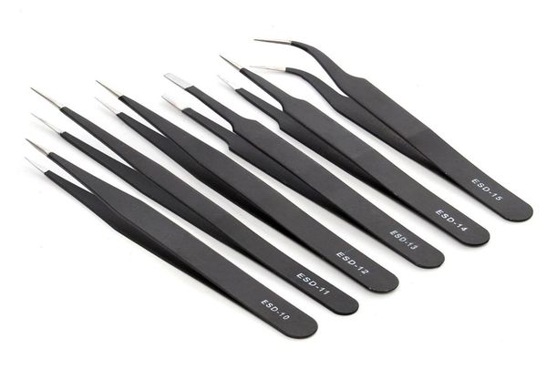 

whole6pcs esd safe antistatic stainless steel tweezers set maintenance watch repair tools kits electronic rework tool set di6955326