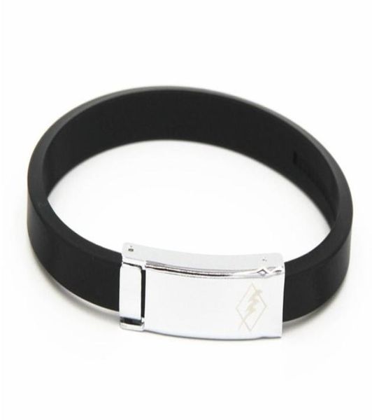 

antistatic bracelet titanium germanium stone magnet bracelet fashion sports energy silicone bracelet9562338, Golden;silver