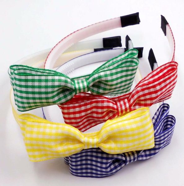 

45quot gingham headband bow shcool headband accessories 30pcs1852140, Slivery;white