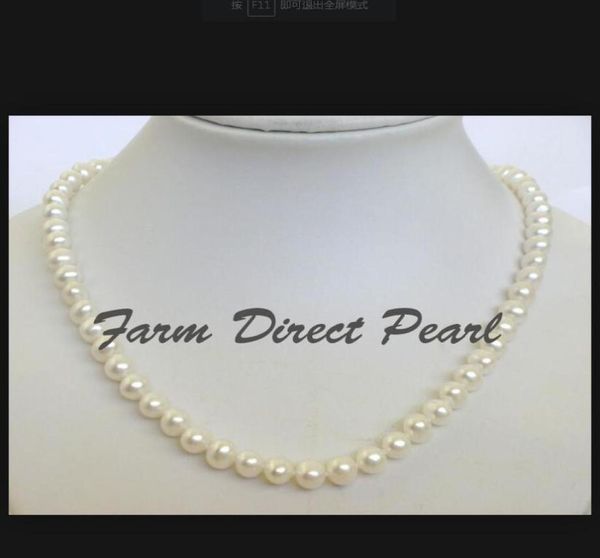 

fine pearls jewelry natural 22quot inch long genuine 78mm white strand pearl necklace6726767, Silver