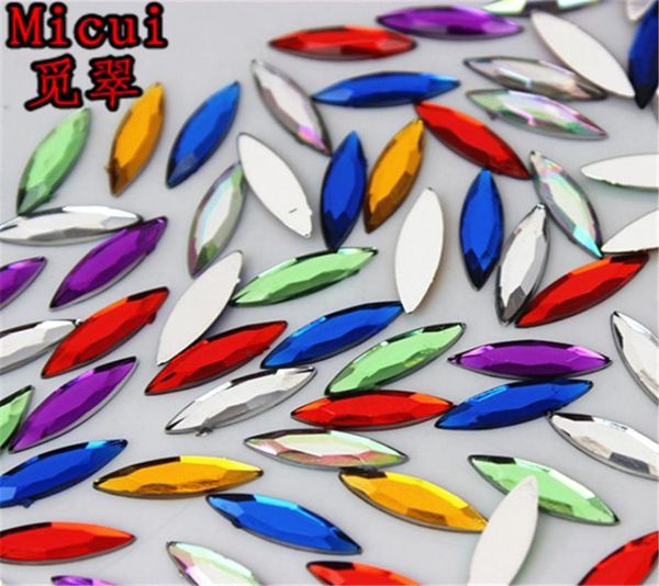 

500pcs 4145mm multicolor horse eye flatback acrylic rhinestones crystal stones for clothing garments bags crafts decorative zz381354031, Black