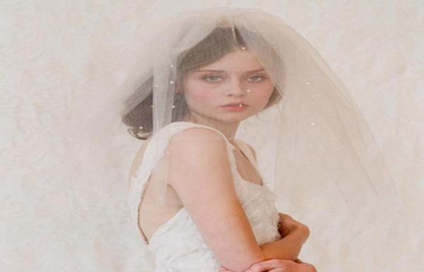 

champagne double layer teardrop veil bridal blusher veils shoulder length with gold plated wire or plastic comb custom made weddin3883671, Black