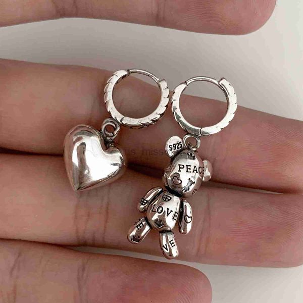 

stud 925 sterling silver bear heart earrings charm women trendy fine jewelry prevent allergy party accessories gifts j230529, Golden;silver
