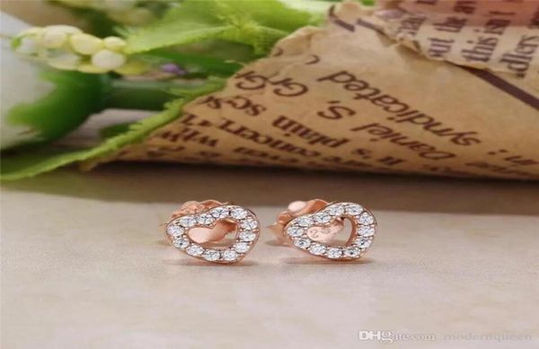 

rose gold heart stud earrings s925 silver fits for pandora style bracelet 280528cz h8ale h88006649, Golden;silver