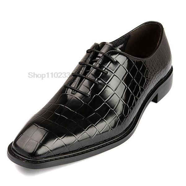 

crocodile pattern men oxford shoes black brown luxury lace up dress man office business wedding shoes genuine leather shoes men