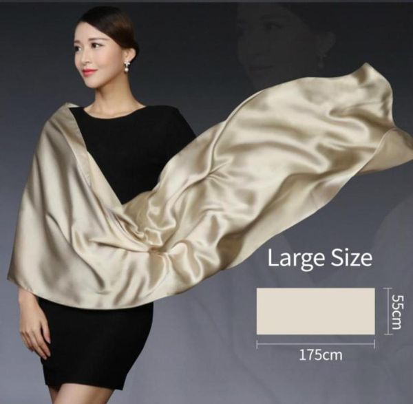 

16mome natural silk scarf women large shawls wraps winter solid color satin scarf white pashmina foulard femme ladies fashion454562167730, Blue;gray