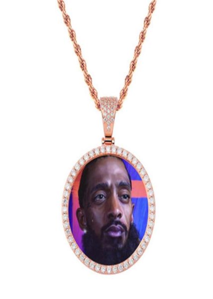 

iced out custom po memory medallions solid back pendant necklace with tennis chain hip hop jewelry personalized cubic zircon ch2825466906, Silver