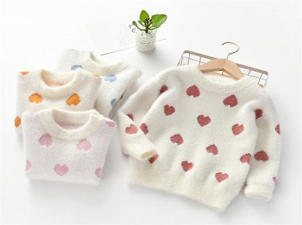 

girls love heart knitted sweater pullover kids round collar long sleeve princess children valentine039s day pullover q43543232833, Blue