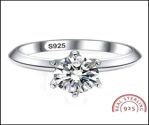 

band rings jewelry 50 points white solitaire ring 925 sterling sier diamond engagement wedding for women drop delivery 2021 dpfiz9473311, Silver